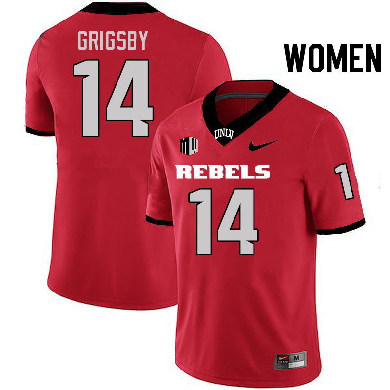 Women #14 Jah'Von Grigsby UNLV Rebels College Football Jerseys Stitched-Scarlet